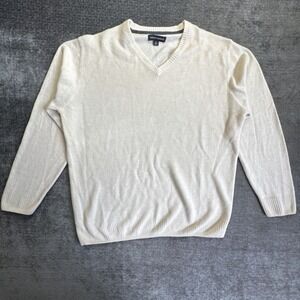 Tricots St Raphael Sweater Mens XL Cream Textured Popcorn Knit Pullover V-Neck